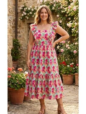 Peyton & Parker Tiered Keyhole Back Floral Dress